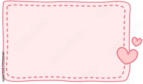 Rectangle Pink Valentine Doodle Frame with Heart