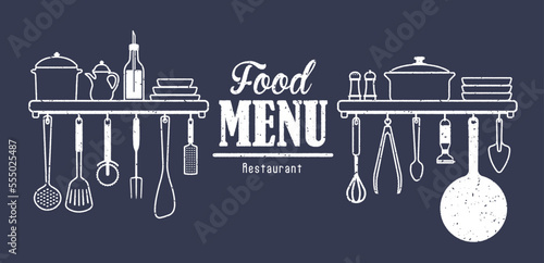 Heading part illustration of the menu table of the restaurant etc.