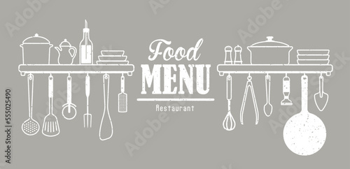 Heading part illustration of the menu table of the restaurant etc.