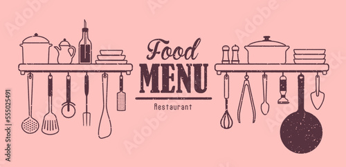 Heading part illustration of the menu table of the restaurant etc.