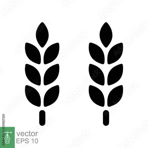 Farm wheat ears icon. Simple flat style. Grain, oat, gluten free, food concept. Organic eco business, agriculture, bakery. Vector illustration isolated on white background. EPS 10.
