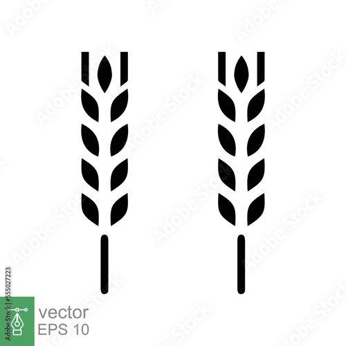 Farm wheat ears icon. Simple flat style. Grain, oat, gluten free, food concept. Organic eco business, agriculture, bakery. Vector illustration isolated on white background. EPS 10.