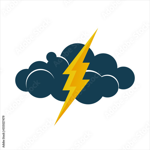 Thunderstorm cloud flat vector illustration logo icon clipart