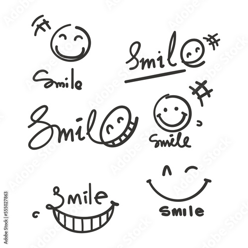 hand drawn doodle hand lettering smile illustration vector