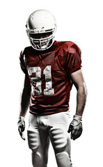 Football Player with a  Red uniform on a transparent background. PNG file.