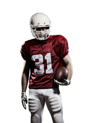 Football Player with a  Red uniform on a transparent background. PNG file.