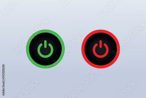 Power on off red and green button icon set for vector illustration