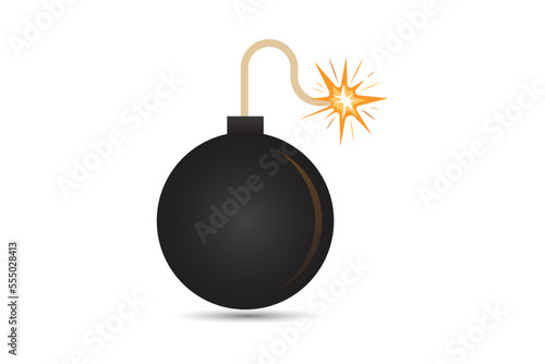 Round black bomb realistic style vector