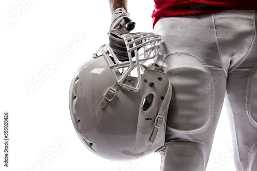 Football Player with a  Red uniform on a transparent background. PNG file.