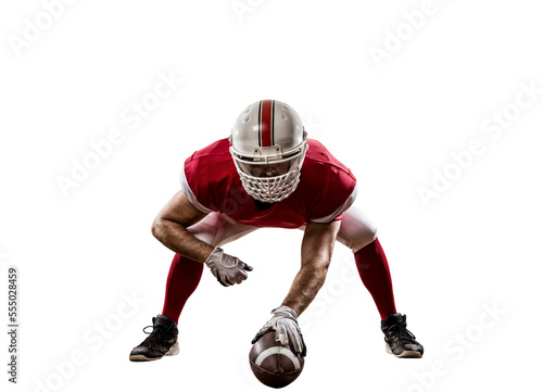 Football Player with a  Red uniform on a transparent background. PNG file.