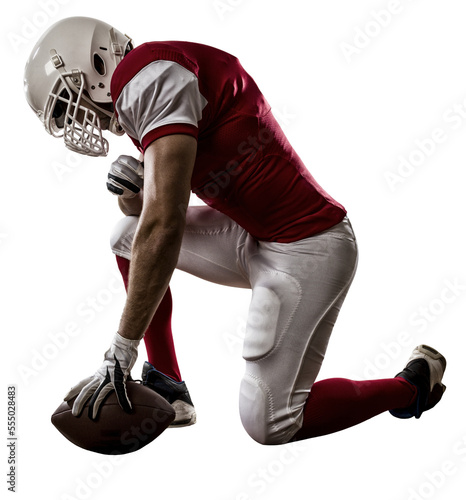 Football Player with a  Red uniform on a transparent background. PNG file.