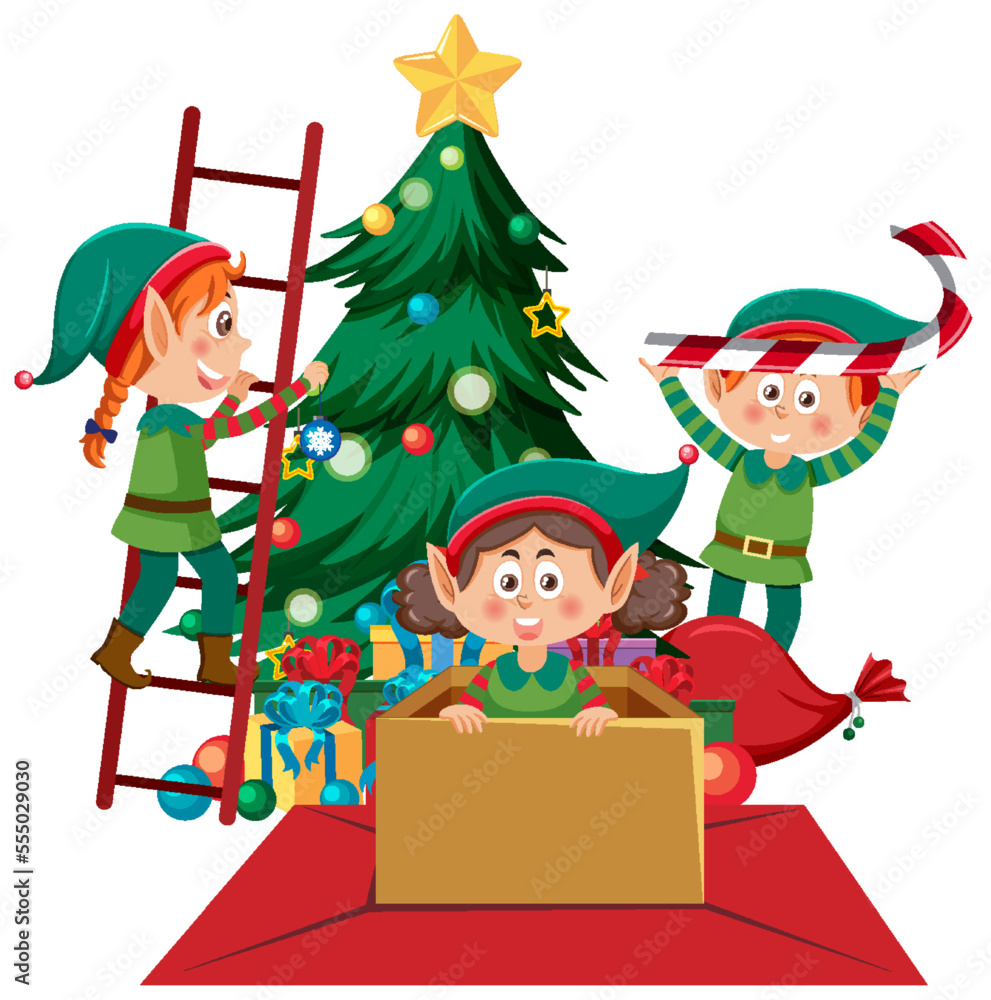 Christmas elf kids cartoon character Christmas elf kids cartoon character