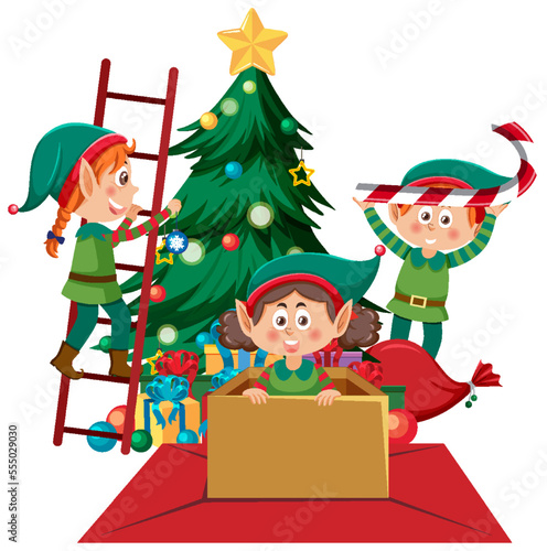 Christmas elf kids cartoon character