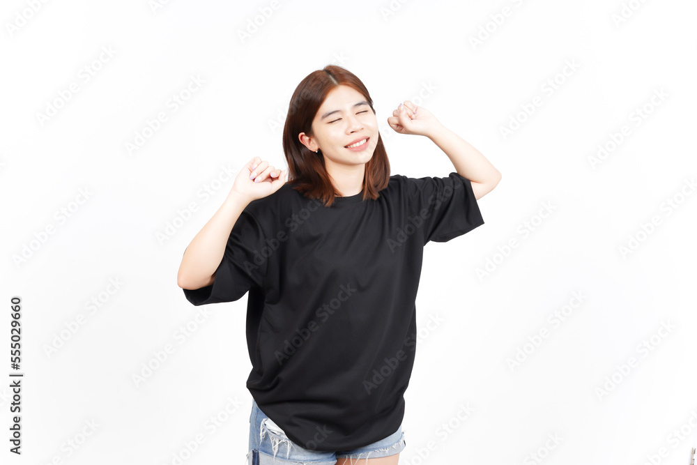 Yes Celebration Gesture Of Beautiful Asian Woman Isolated On White Background Yes Celebration Gesture Of Beautiful Asian Woman Isolated On White Background