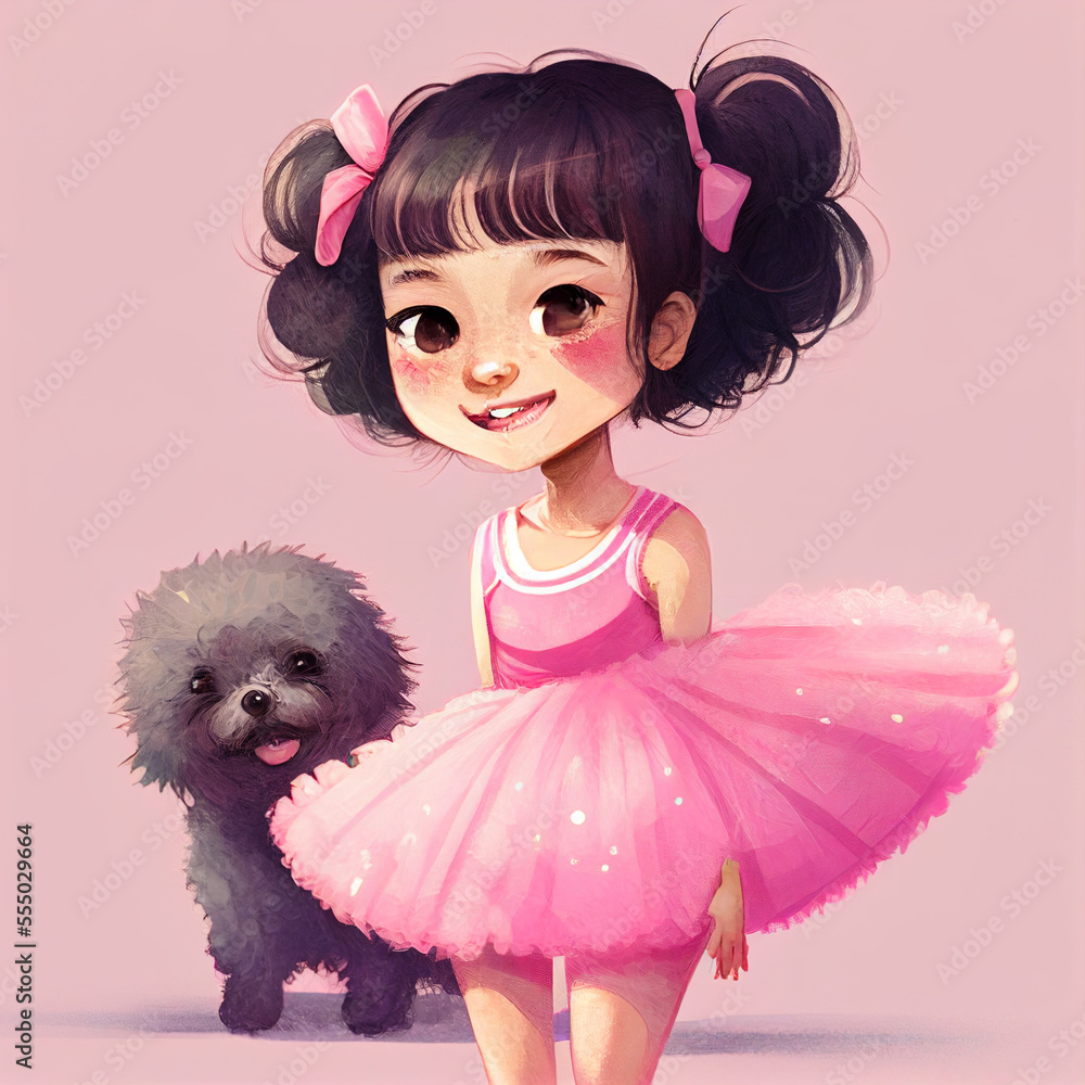 An young anime Japanese girl wearing a tutu created with generative AI ...