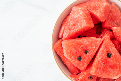 fresh watermelon sliced  in  bowl