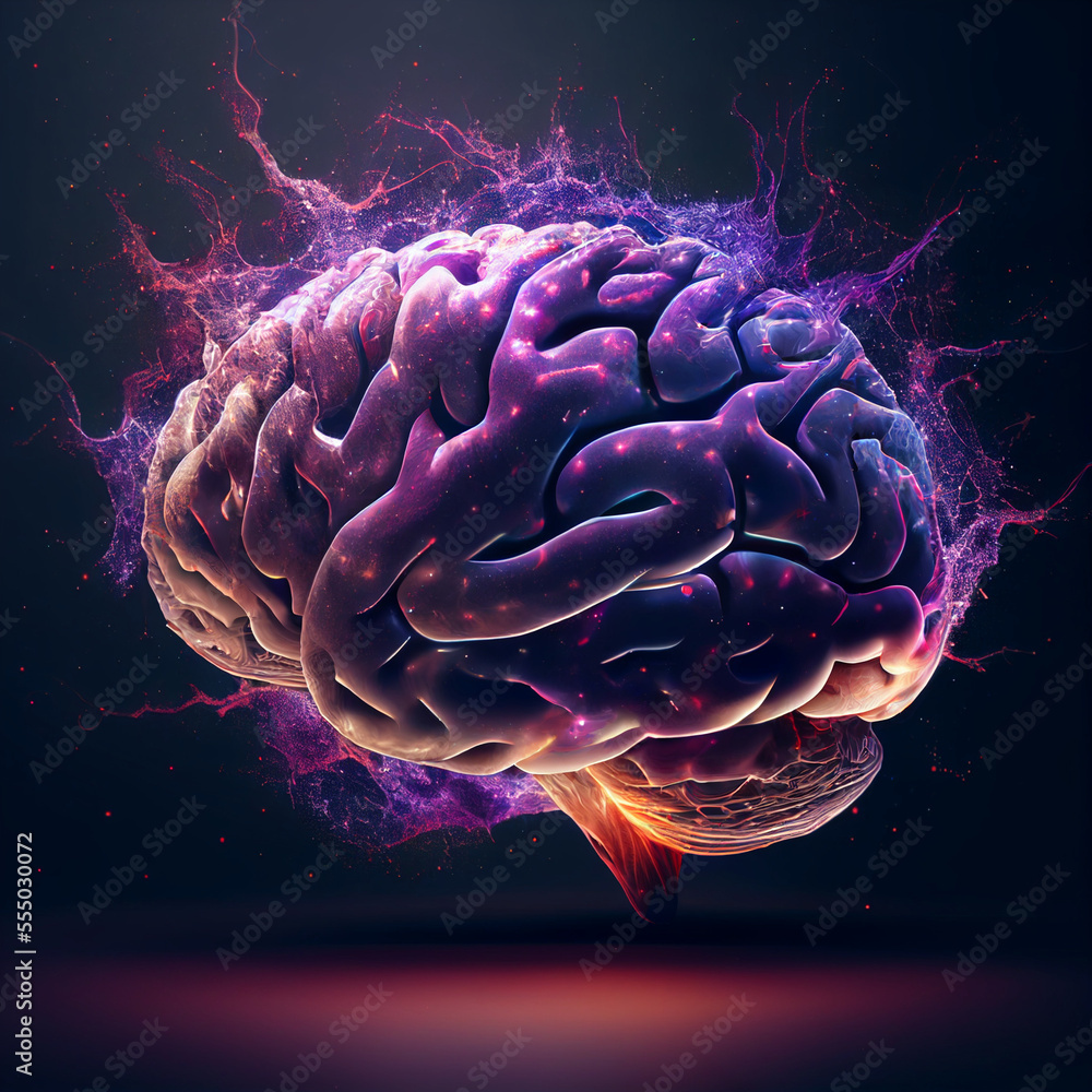 A human brain with galaxies inside created with generative AI ...