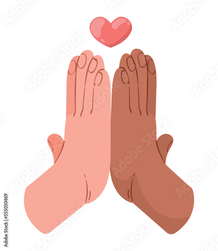 interracial hands with heart