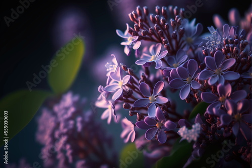 Spring lilac violet flowers, abstract soft floral background