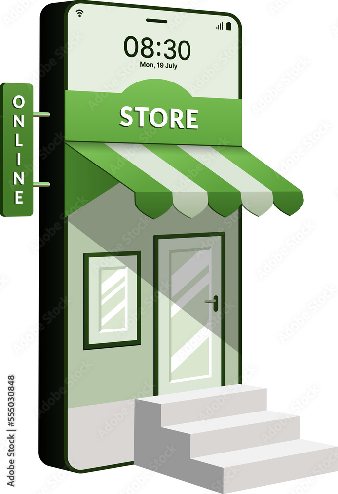 Online shopping on website and application, Smartphone in form of online store Online shopping on website and application, Smartphone in form of online store