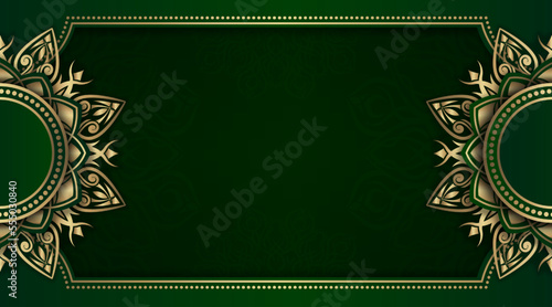 Green luxury background  with mandala ornament