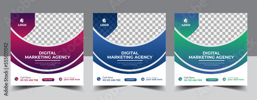 Digital marketing social media live webinar and Instagram post template banner