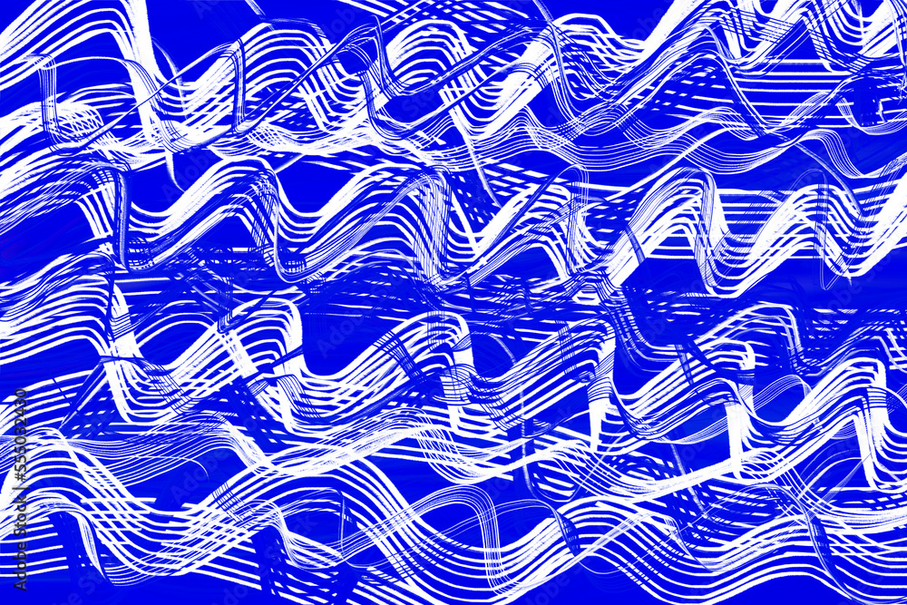 青い波の線画