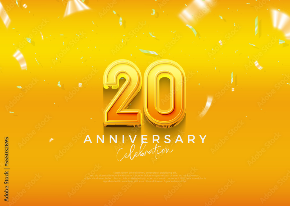 Simple and elegant design, 20th anniversary celebration with beautiful yellow color.
