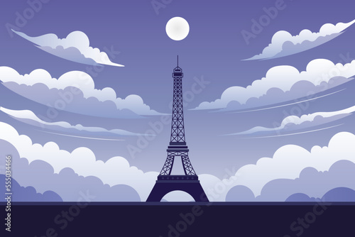 Paris Eiffel tower France architecture wallpaper Europe landmark city french monument sky illustration vector