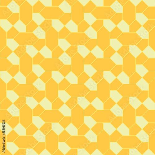 Yellow diamond shape and diagonal line pattern on white background. Linked diagonal line and hexagon shape. Yellow lattice pattern on white background. Abstract maze backdrop.