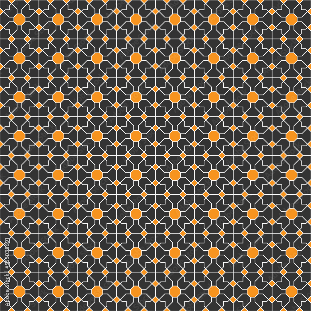 White square and diagonal line pattern on black background. Linked diagonal line on square and octagon shape. White lattice pattern on black background. Abstract maze backdrop. White square and diagonal line pattern on black background. Linked diagonal line on square and octagon shape. White lattice pattern on black background. Abstract maze backdrop.