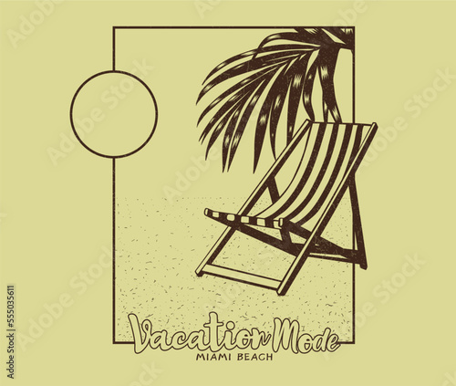 beach chair vector with summer typography design photo