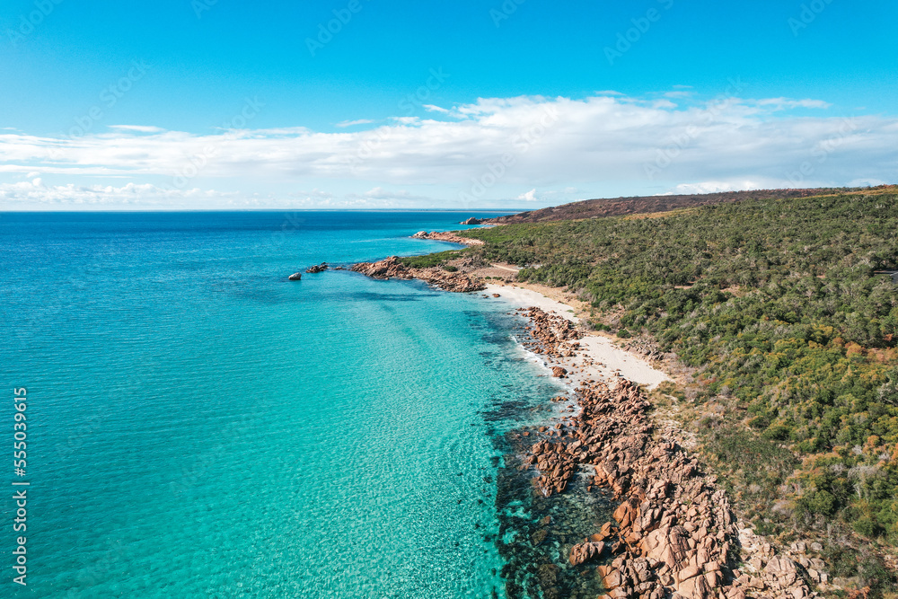 Beautiful white sand and clear turquoise water of Meelup Beach in Dunsborough, Western Australia