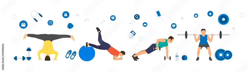 Fitness concept workout with equipment. Fitness concept workout with equipment.