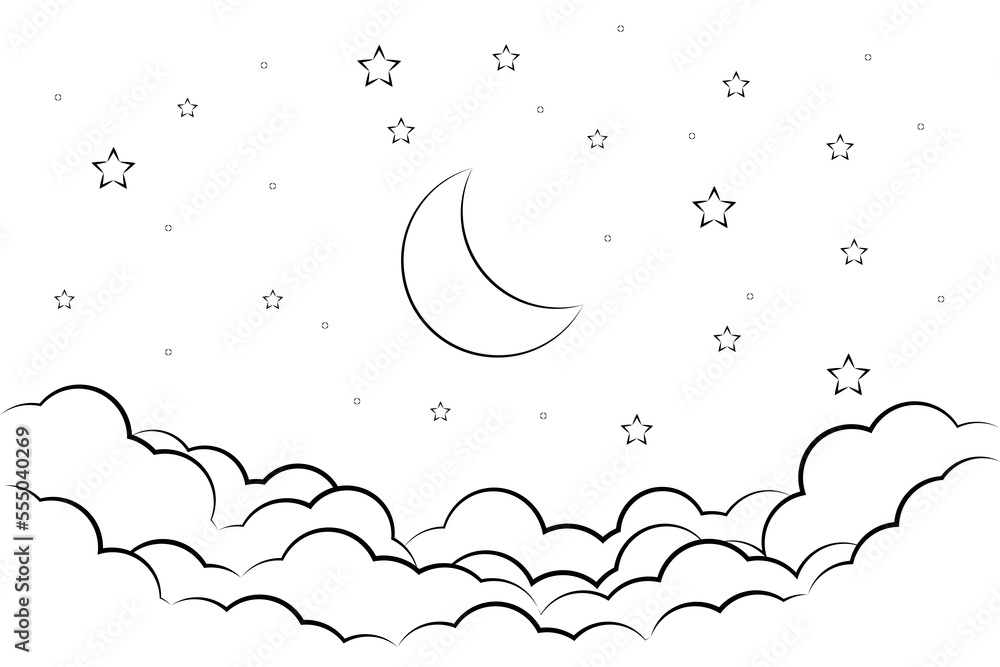 Night Sky Clipart Black And White
