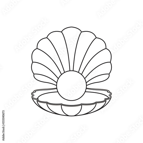 Cute Pearl Shell Outline Isolated