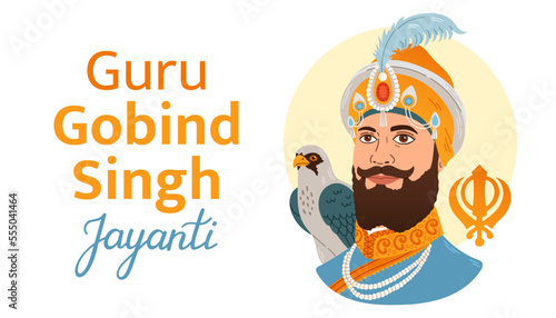 Guru Gobind Singh Jayanti vector illustration. Sikh festival and celebration in Punjab