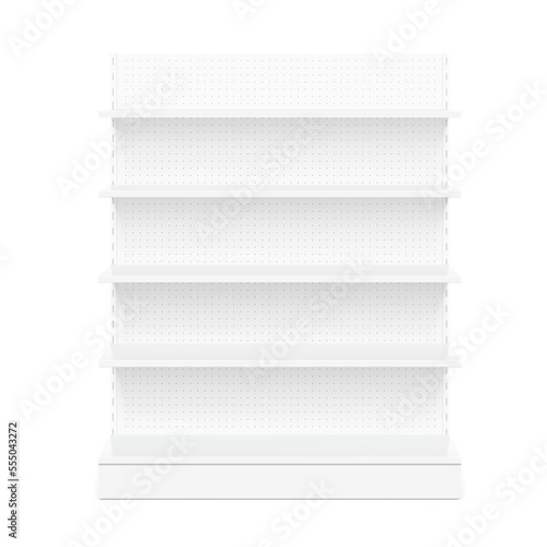 Store shelf for presentations on a white background. Vector illustration. Can be use for template your design, promotion, advertising. EPS10. 