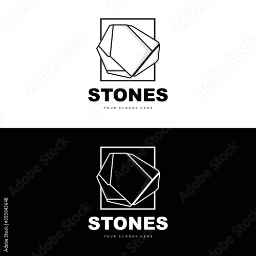 Stone Logo, Vector Stone Modern With Geometry Line Style, Design For Aesthetic Decoration, Brand Modern Product, Simple Icon Abstract Aesthetic Geometry Line