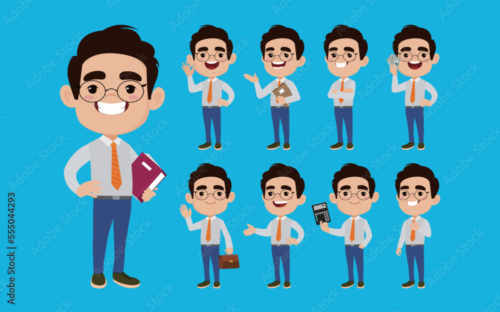 Business person in different positions set Business person in different positions set