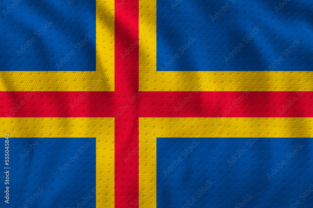 Fototapeta premium National Flag of Åland Islands. Background with flag of Åland Islands