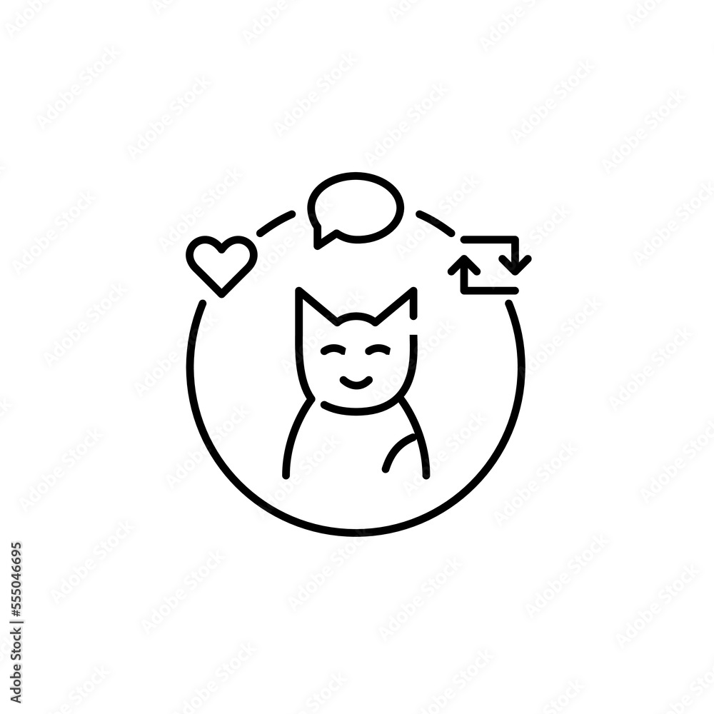 Cat social media avatar. Pet blogger. Pixel perfect, editable stroke icon Cat social media avatar. Pet blogger. Pixel perfect, editable stroke icon