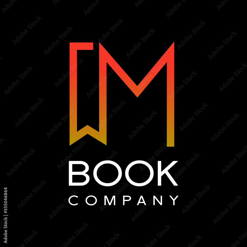 Abstract Letter Initial M Book mark Logo Design Template. Modern vector for reading and education. This logo suitable for writing, listening, school, graduate, collage, library, university, student.
