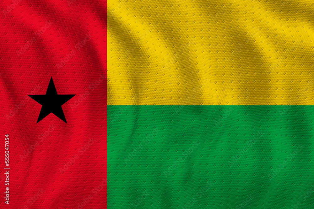 National flag of Guinea-Bissau. Background with flag of Guinea-Bissau. National flag of Guinea-Bissau. Background with flag of Guinea-Bissau.