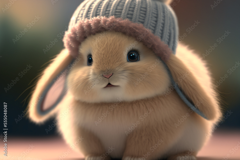 Cute small furry bunny. Generative AI