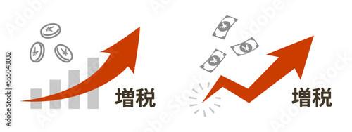 増税の矢印とグラフのイメージ素材、ベクターイラストデータ
