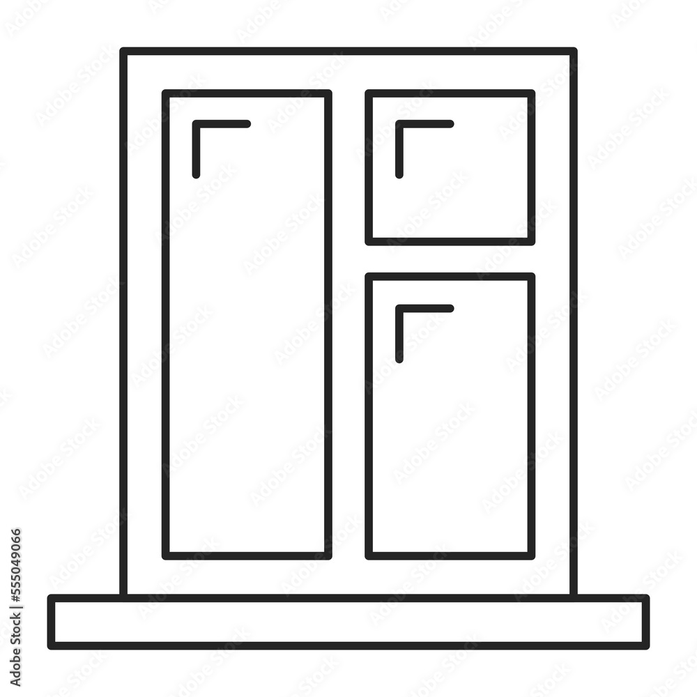 Window icon vector isolated. Simple line pictogram of a window frame, classic style. Architectural element. Window icon vector isolated. Simple line pictogram of a window frame, classic style. Architectural element.