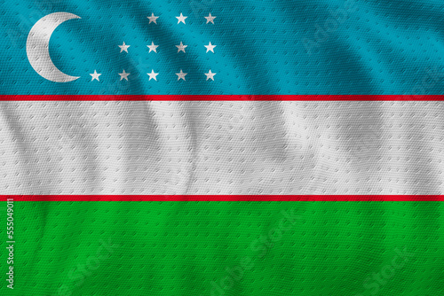 National flag of Uzbekistan. Background  with flag of Uzbekistan