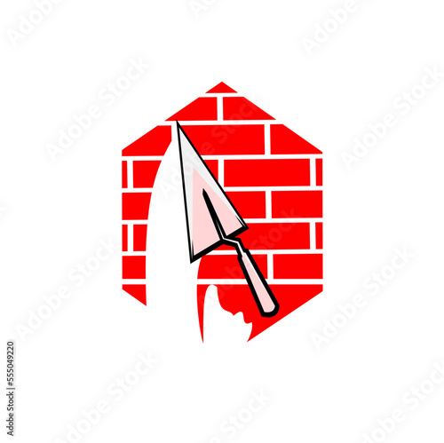 Brick wall icon trowel icon button logo symbol concept