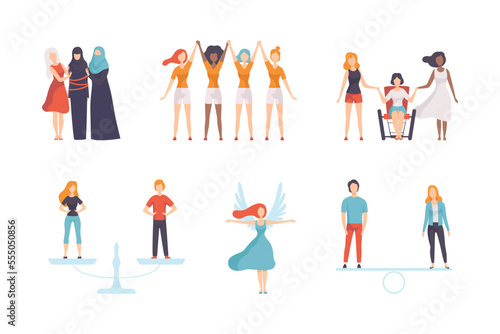 Man and Woman with Equal Right as Gender Equity Vector Set © topvectors